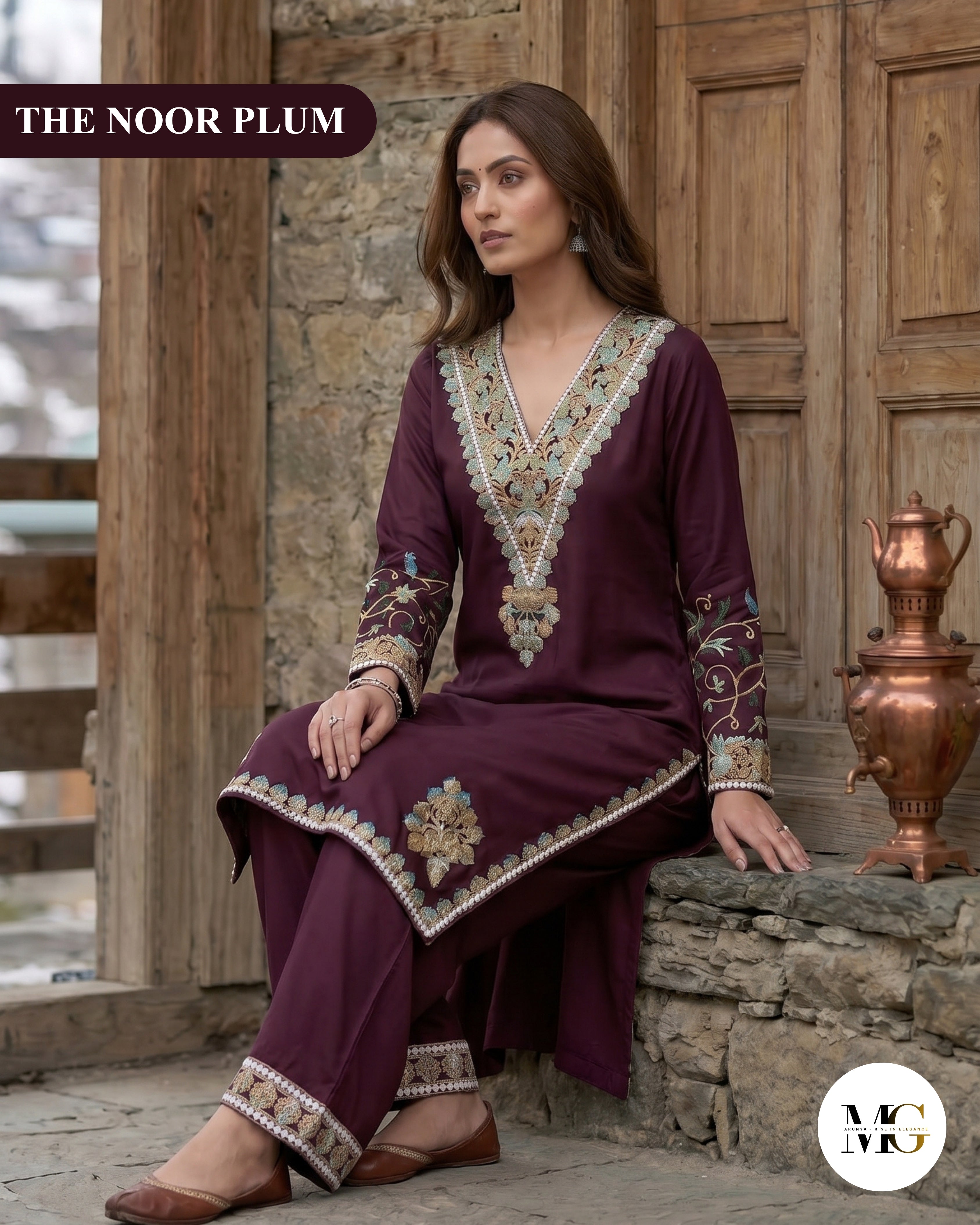 The Noor Plum by Daastaan-e-Aari - Coord Set