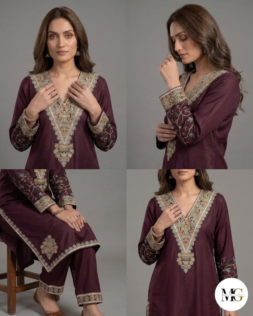 The Noor Plum by Daastaan-e-Aari - Coord Set