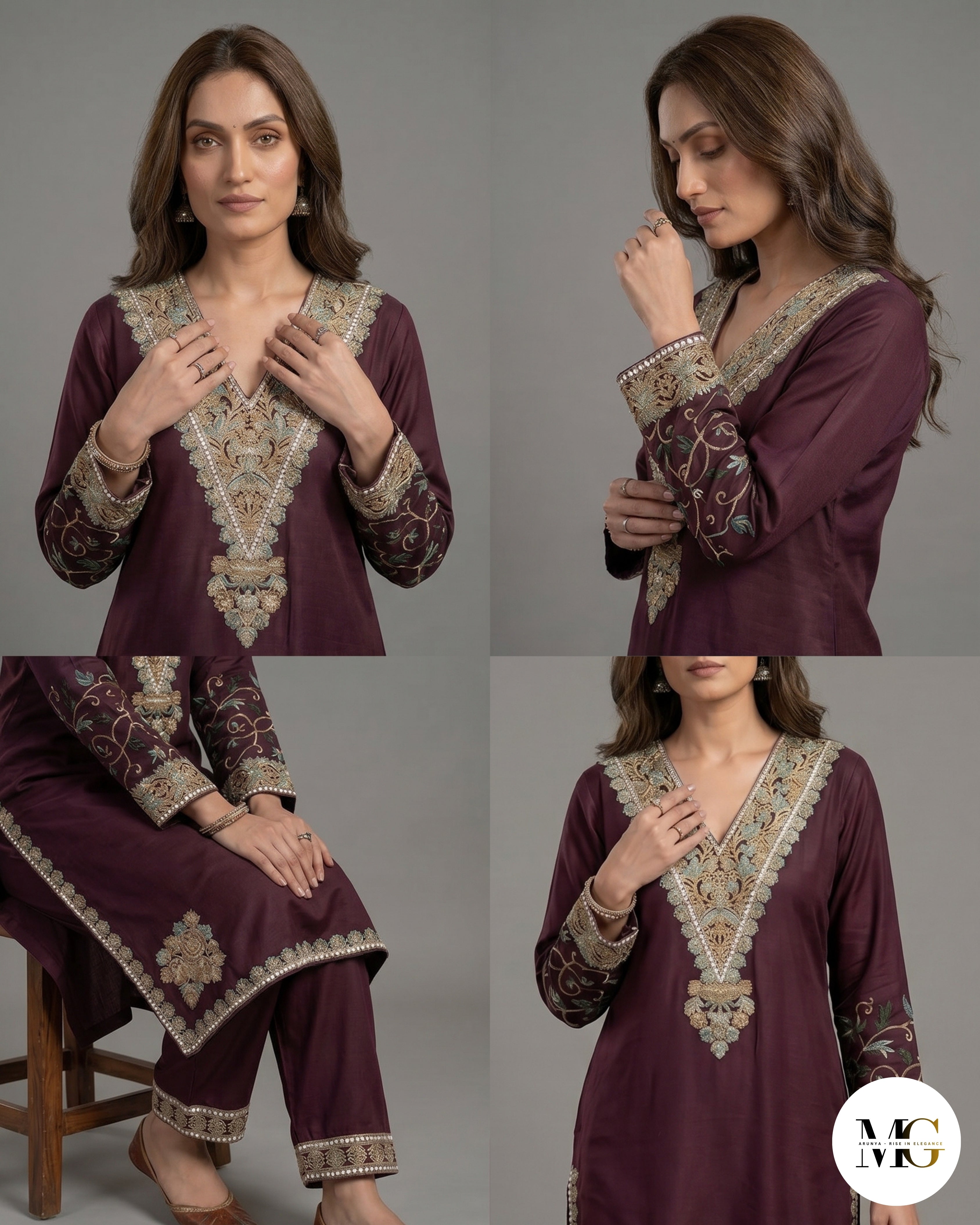 The Noor Plum by Daastaan-e-Aari - Coord Set