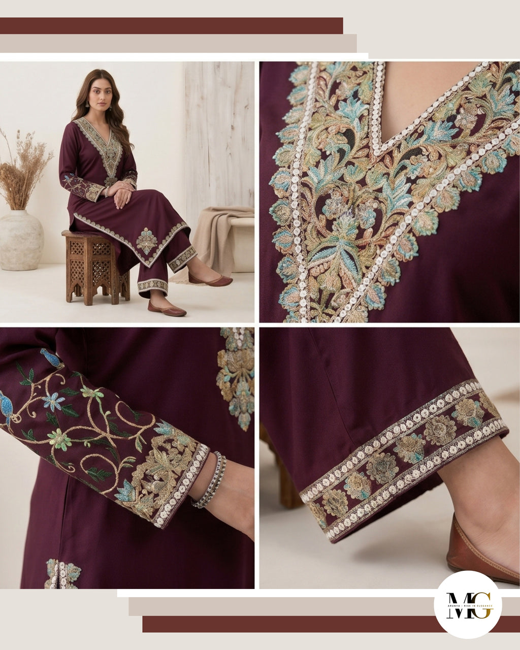 The Noor Plum by Daastaan-e-Aari - Coord Set