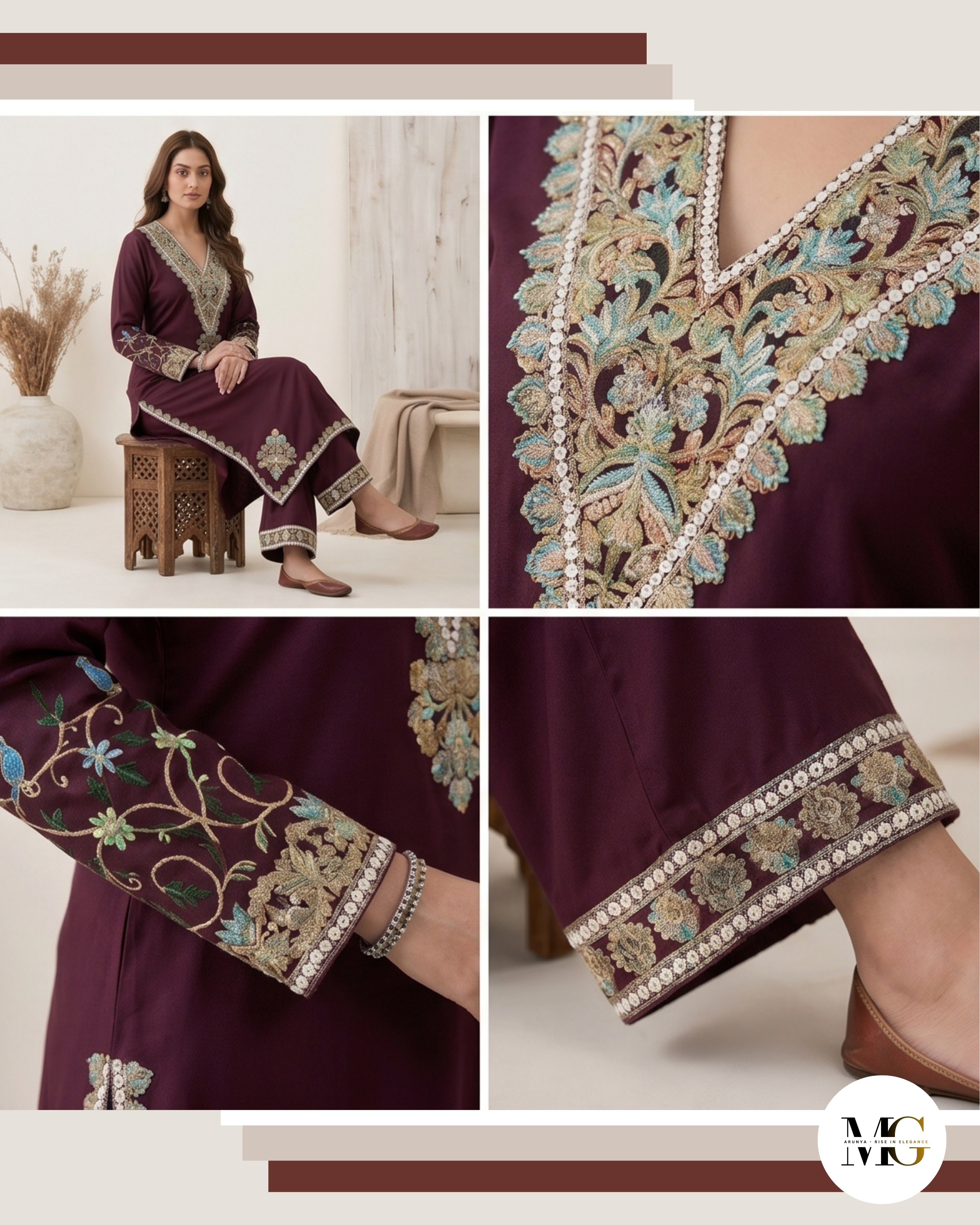 The Noor Plum by Daastaan-e-Aari - Coord Set