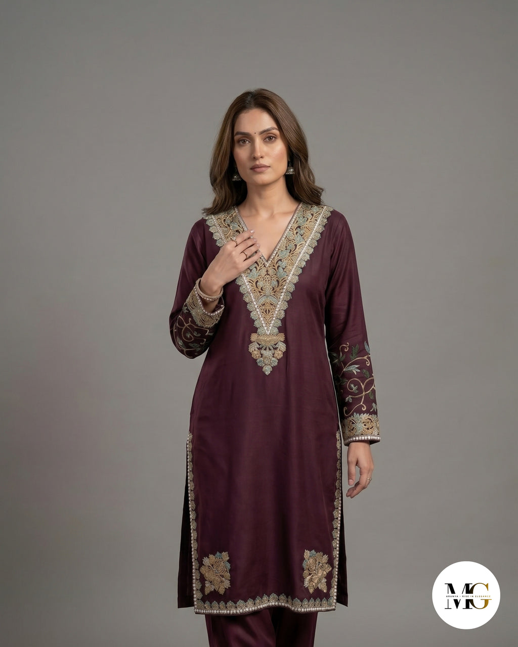 The Noor Plum by Daastaan-e-Aari - Coord Set