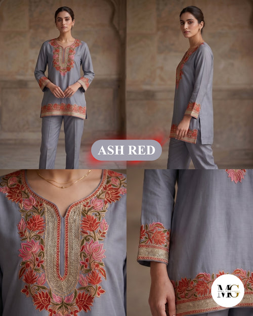 Ash Red featured by Modern Mehfil - Short Kurti